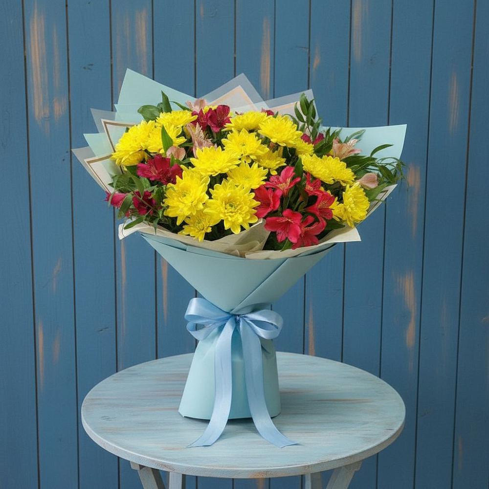 Букет цветов из: Альстромерии и Хризантемы в Балахоновском