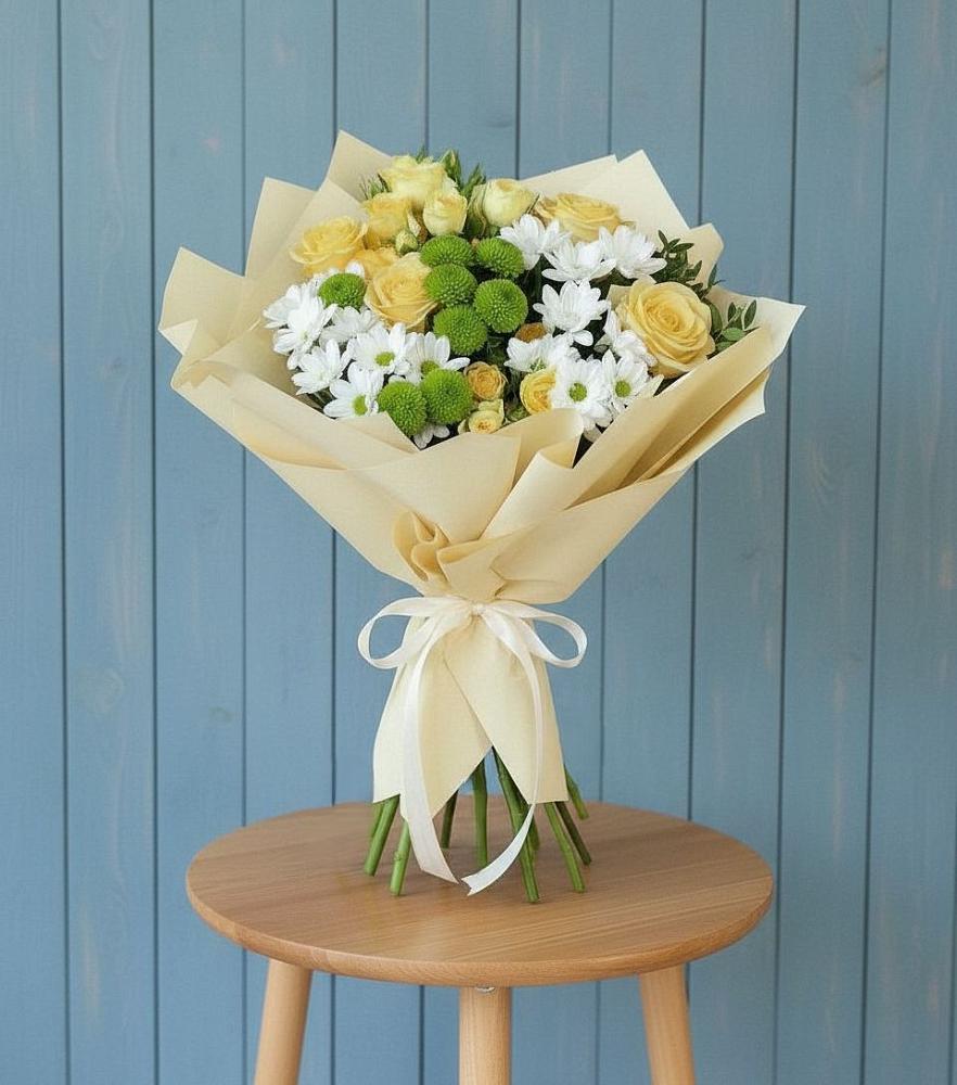 Букет цветов из: Хризантемы и Розы в Балахоновском