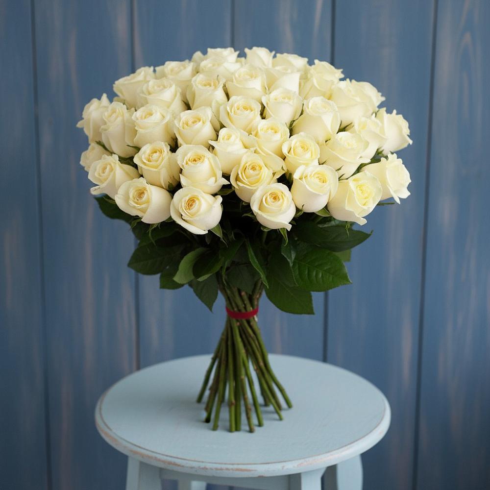 Букет 51 Белая роза Эдлесс Лав в Балахоновском