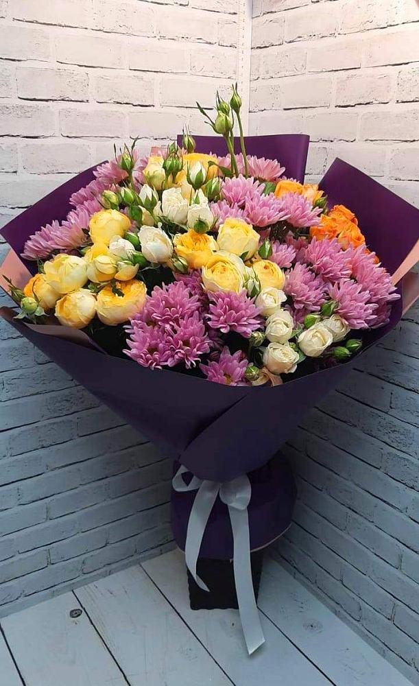 Букет цветов из: Хризантемы и Розы в Балахоновском