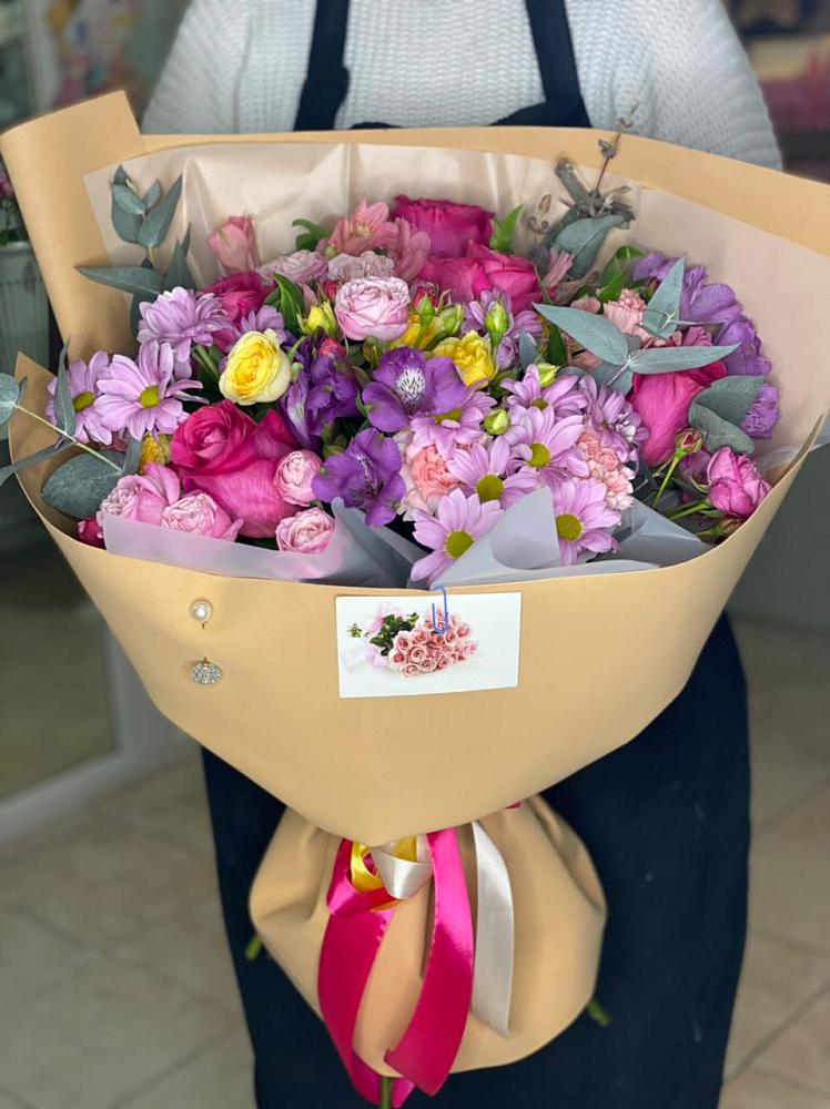 Букет цветов из: Хризантемы, Гвоздики и Альстромерии в Балахоновском