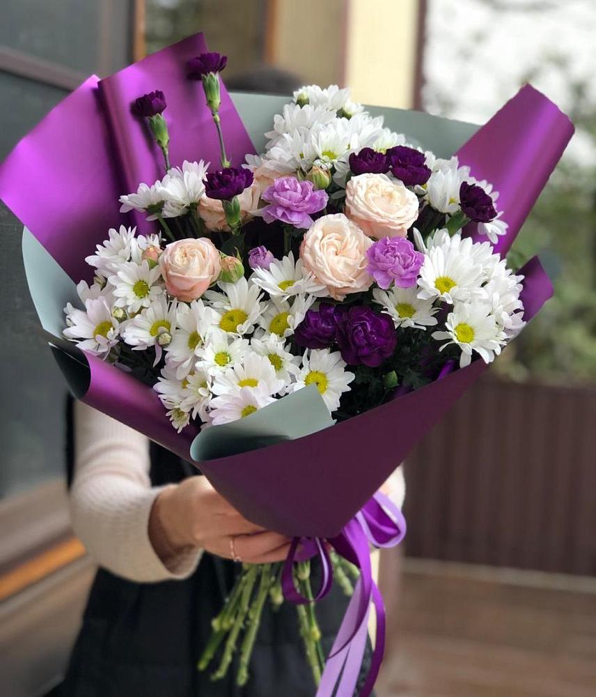 Букет цветов из: Хризантемы, Гвоздики и Розы в Балахоновском