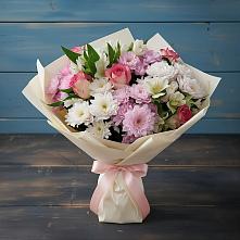 Букет цветов из:  Хризантемы, Альстромерии и Розы в Балахоновском