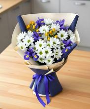 Букет цветов из:  Розы, Ирисы и Хризантемы в Балахоновском