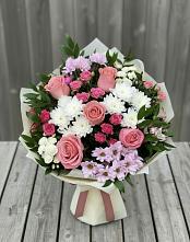Букет цветов из:  Альстромерии, Гвоздики, Розы и Хризантемы в Балахоновском