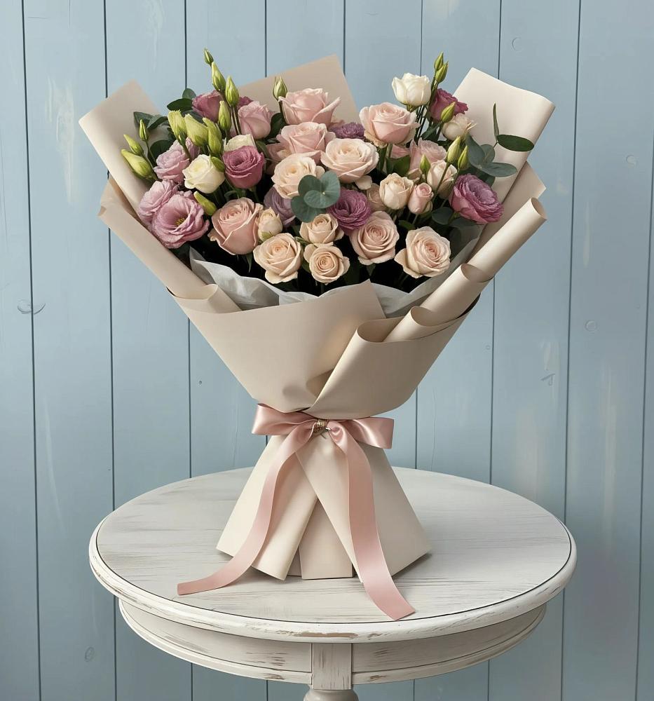 Букет цветов из: Розы и Лизиантусы в Балахоновском