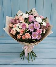 Букет цветов из:  Хризантемы, Розы и Альстромерии в Балахоновском