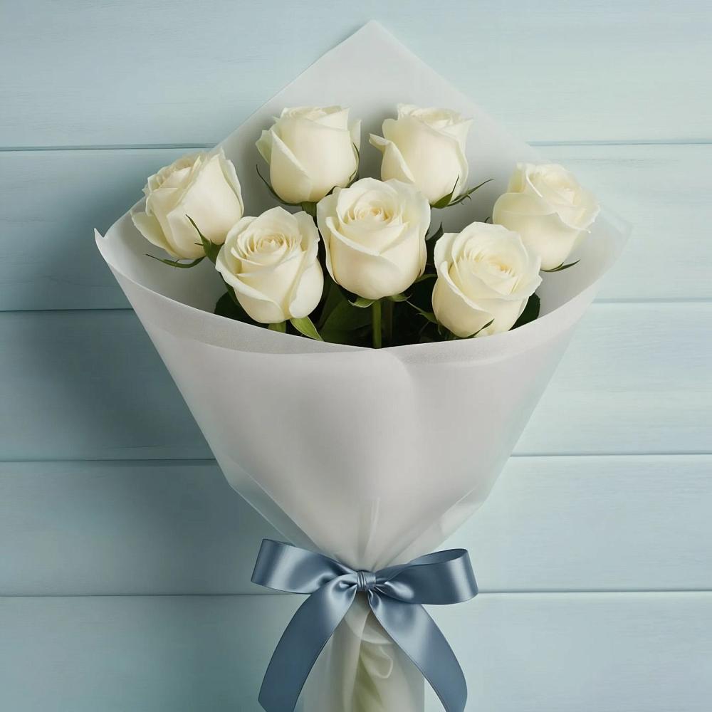 Букет 7 Белых роз Эдлесс Лав в Балахоновском