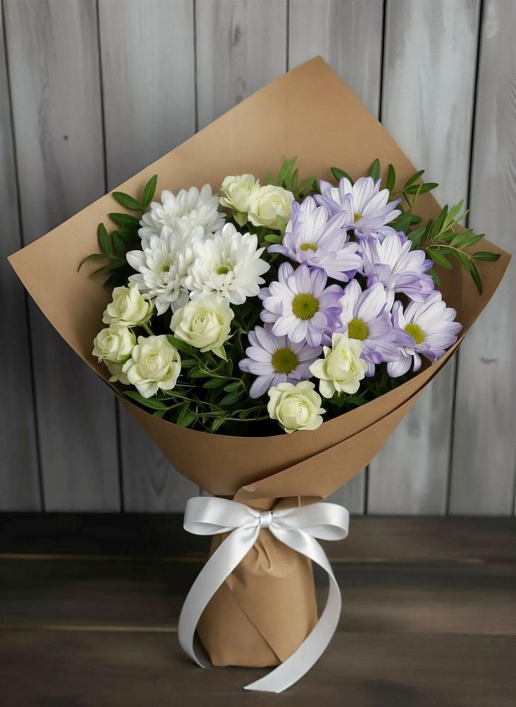 Букет цветов из: Хризантемы и Розы в Балахоновском