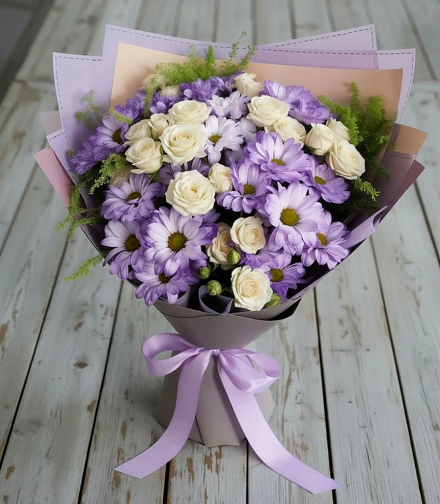 Букет цветов из: Хризантемы и Розы в Балахоновском
